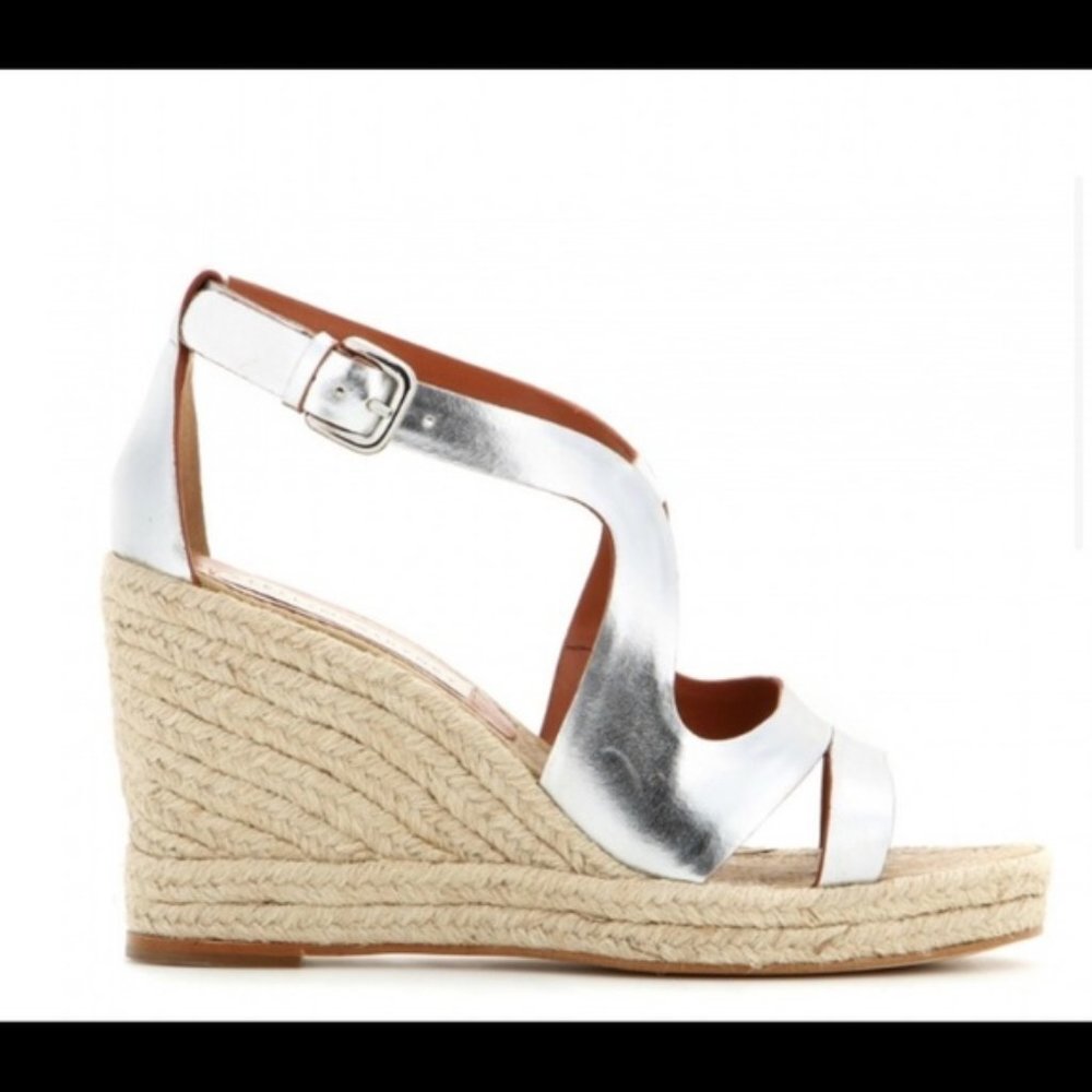 Stella McCartney Silver Espadrille Wedge Sandals